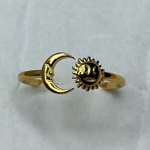 Hypoallergenic Celestial  Sun Moon Open work Ring